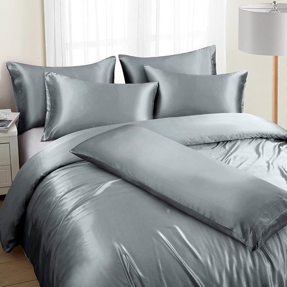 New  6 Pieces Satin Duvet Cover King Size Luxury Silky Bedding Duvet C… - Picture 5 of 15